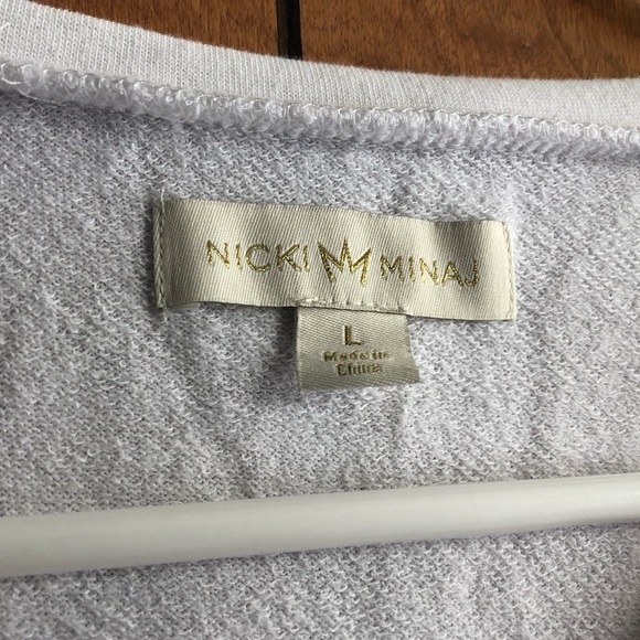 Nicki Minaj Blouse Cut Out Sweatshirt Top Gold Studded Sz L EUC - Picture 6 of 8